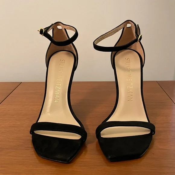 Stuart Weitzman Nudistrebel Sculptural Heel in Black Suede - Size 8 - Picture 4 of 11
